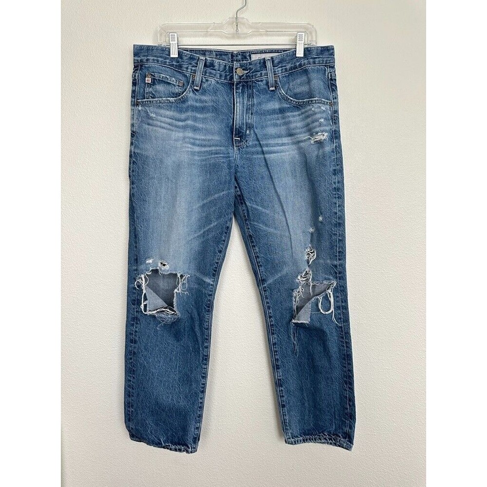 Adriano Goldschmied AG Ex Boyfriend Slim Jeans Medium Wash Distressed Size 31